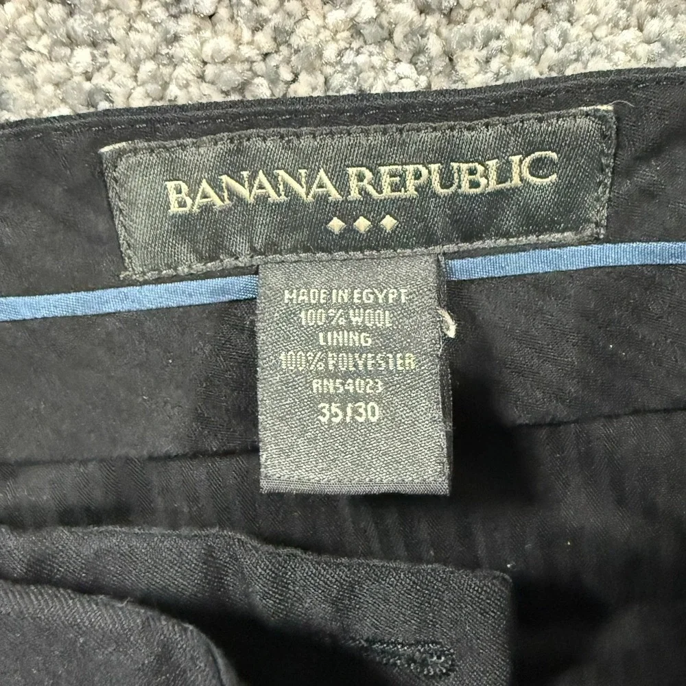 Banana Republic Men's 100% Wool Dress Pants Black Flat Front 35x30